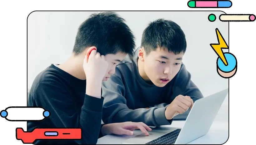 一緒にパソコンを使っているイメージ画像